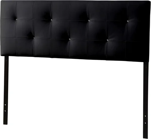 Vista 8 de Baxton Studio Dalini cabecera para interiores con botones de cristal de imitación, Vinilo, Negro