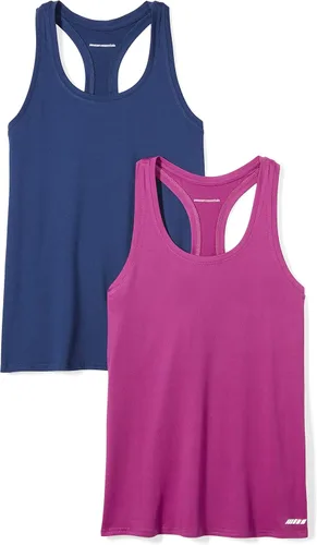 Vista 22 de Amazon Essentials Camiseta sin mangas Active Quick Dry Tech Stretch Racerback Cuello Redondo para Mujer, Multipacks Beige/Rosa intenso