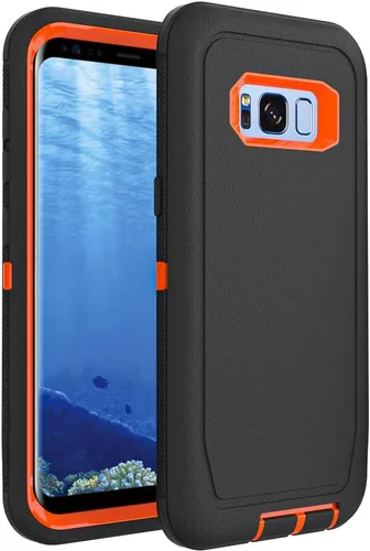 Vista 31 de Funda WOGROO para Galaxy Note 8, funda protectora resistente a caídas y golpes de grado pesado y resistente para Samsung Galaxy Note 8, Negro+Naranja