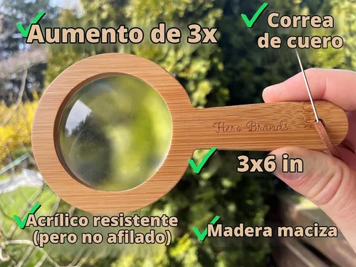Vista 2 de Lupa de madera para niños, juguete de aventura de aprendizaje Montessori de madera - Aprende y explora - Lupa de madera