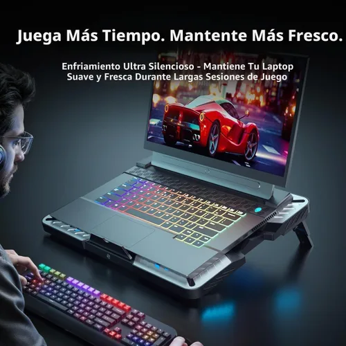 Vista 5 de IMMOENUC Almohadilla de refrigeración para laptop con 5 ventiladores y dispositivo Peltier Soporte de enfriador de panel semiconductor ultra