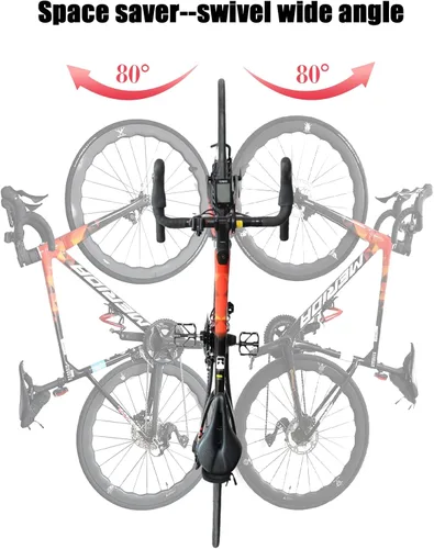 Vista 2 de PHUNAYA Soporte de pared vertical para bicicleta, ganchos giratorios para bicicleta, para garaje, pared de garaje, ganchos para bicicletas, jardín
