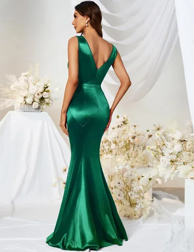 Vista 4 de MUXXN Vestido de noche formal sin mangas de sirena elegante de los años 30 para mujer