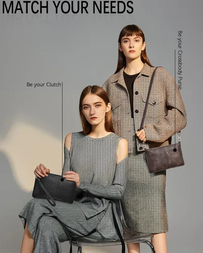 Vista 5 de BOSTANTEN Monederos pequeños para mujer, bolsos cruzados de cuero, monederos de mano sobre
