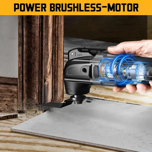 Vista 4 de Cerycose Herramienta oscilante inalámbrica compatible con batería Dewalt de 20 V, 21000 OPM Max sin escobillas con mango auxiliar, multiherramienta