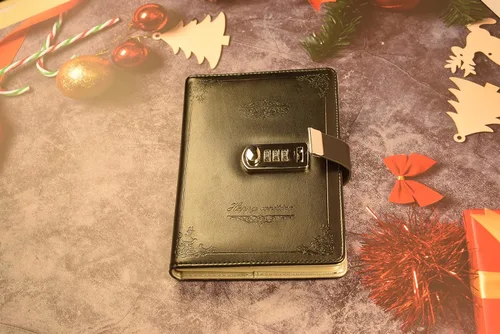 Vista 4 de Diario digital de contraseñas con candado, diario de privacidad retro con cerradura de combinación, carpeta de cuero, cuaderno con bloqueo diario
