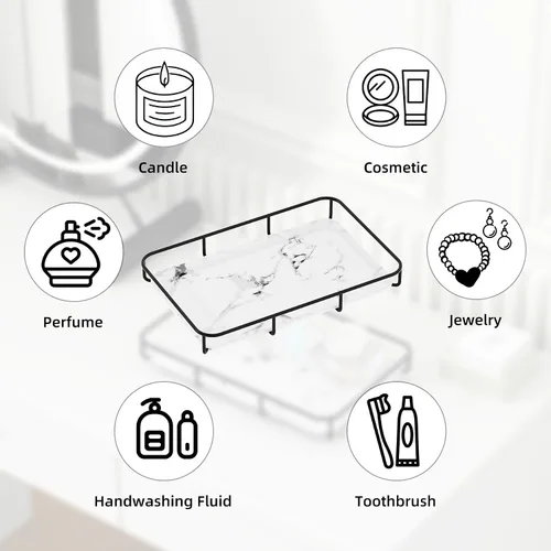 Vista 3 de Dobbyby Bandeja de Tocador Organizador de Maquillaje Almacenamiento de Cosméticos Organizador de Cuidado de la Piel para Baño Estante de Exhibición