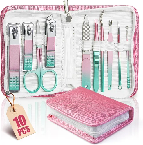 Vista 8 de WOAMA Juego de manicura - Kit de pedicura 10 en 1 con bolsa negra, kit de manicura para mujeres y hombres