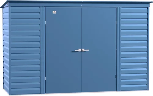 Vista 18 de Arrow Select - Cobertizo de almacenamiento de acero con cerradura para exteriores de 10 x 4 pies, color gris flauta Flauta Gris