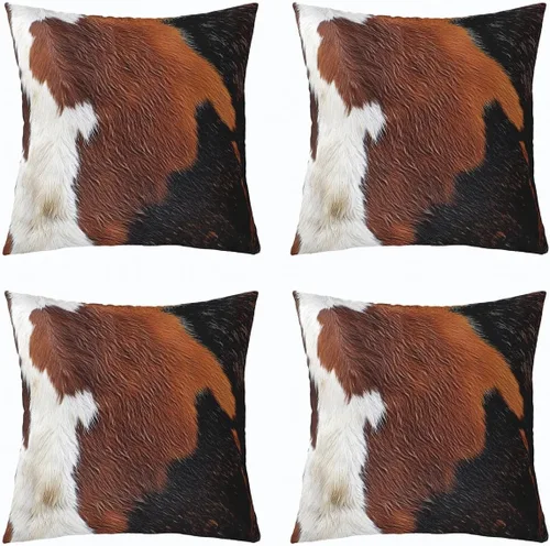 Vista 15 de Juego de 4 fundas de almohada con estampado de piel de vaca de 16 x 16 pulgadas, fundas de cojín de piel de vaca para sala de estar, dormitorio