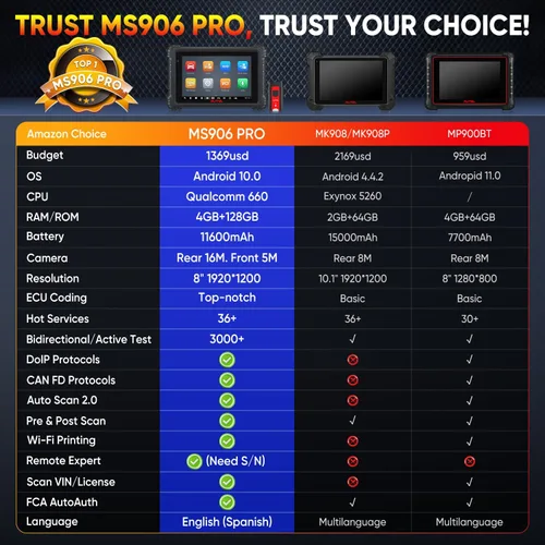 Vista 3 de Autel Escáner MaxiSYS MS906 PRO, 2026 MS906PRO V2.0 Igual que MS906 MAX, Herramienta de Escaneo de Diagnóstico Bidireccional de más de 3000