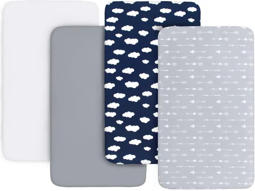Vista 27 de Juego de 4 sábanas de moisés para bebé, compatibles con 4moms Mamaroo, Regalo y Chicco Close to You Baby Bassinet, ultra suaves y agradables al