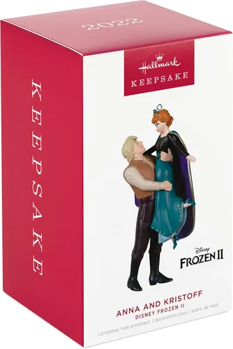 Vista 3 de Hallmark Keepsake Adorno de Navidad de plástico 2022, Disney Frozen 2 Anna y Kristoff
