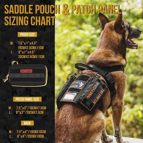 Vista 7 de OneTigris Arnés de Chaleco para Perro de Servicio, Capa para Perro de Servicio Arnés de Mochila para Perro Guardián con Bolsillos Bolsa de Sillín