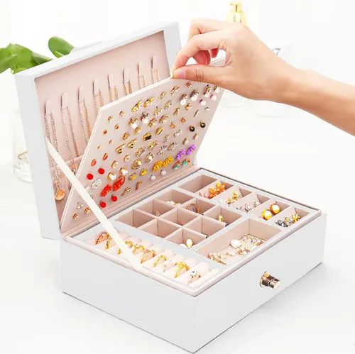 Vista 7 de Joyero para aretes para niñas, collares, anillos, caja organizadora de aretes para niñas, caja organizadora de aretes, caja organizadora de joyas