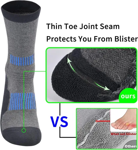 Vista 4 de WindCrosser Men's Padded Cushioned Anti Odor Compression Crew Mid Calf Cotton Hiking Trekking Socks