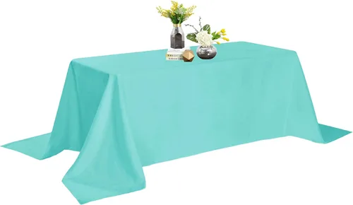 Vista 78 de Mantel de poliéster lavable de 132 pulgadas, resistente a las manchas y a las arrugas, mantel decorativo para mesa de comedor, fiestas de bufé