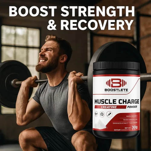 Vista 4 de MuscleCharge - Monohidrato de creatina en polvo de alta calidad, apoya el crecimiento muscular, la fuerza, el rendimiento y la energía, probada