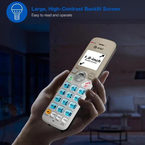 Vista 6 de AT&T DL72219 DECT 6.0 - Teléfono inalámbrico de 2 auriculares para el hogar con conexión a celular, bloqueo de llamadas, pantalla retroiluminada