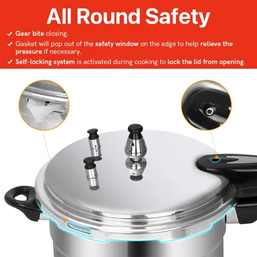Vista 5 de Fulgutonit Olla a presión de 5.3 cuartos de galón, olla de presión compatible con inducción de 10 psi, con control de presión múltiple y protección
