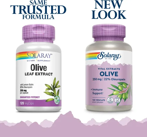Vista 2 de SOLARAY Extracto de hoja de olivo suplemento al 22%, 250 mg 120