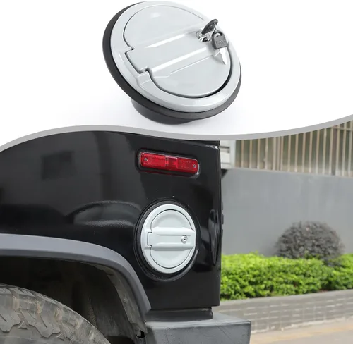 Vista 8 de PIUGILH Cubierta de puerta de llenado de combustible con bloqueo compatible con accesorios Hummer H2 2003-2009, cubierta de puerta de tanque de tapa