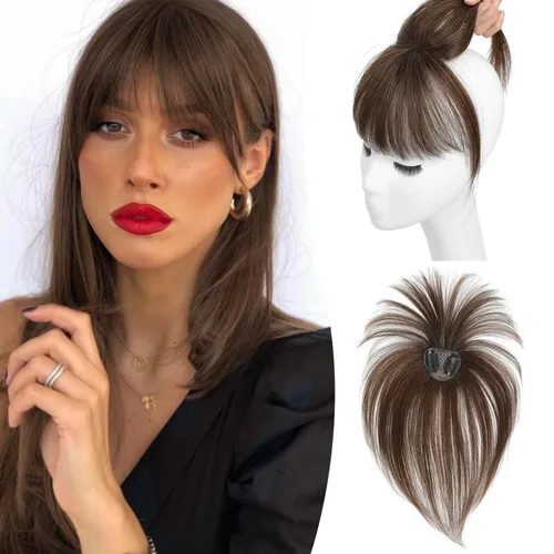 Vista 8 de Flequillo con Clip, Flequillo de Cabello con Clip, Flequillo Falso, Flequillo con Clip, Flequillo con Clip de Cabello Humano Real, Postizos Ombre