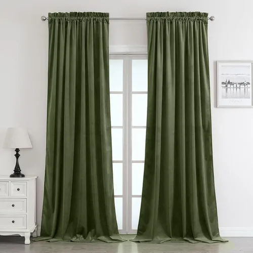 Vista 27 de Benedeco - Cortinas de terciopelo burdeos para ventana de dormitorio con pompón, cortinas de lujo súper suaves, oscurecimiento y aislamiento térmico