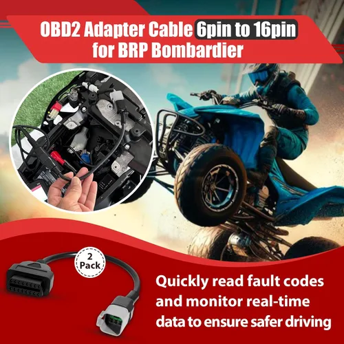 Vista 2 de 2 unids OBD2 adaptador 6pin a 16pin para BRP compatible con Bombardier Can-Am ELM327 Scanner Ready, Real-Time Engine Data Monitoring, Premium