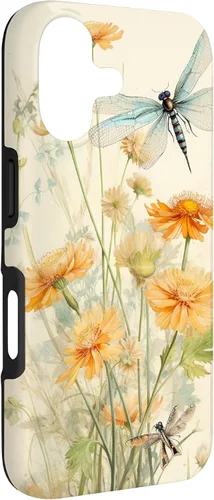 Vista 3 de Cute Vintage Illustration Daisy Flowers Dandelion Dragonfly Case for iPhone 17