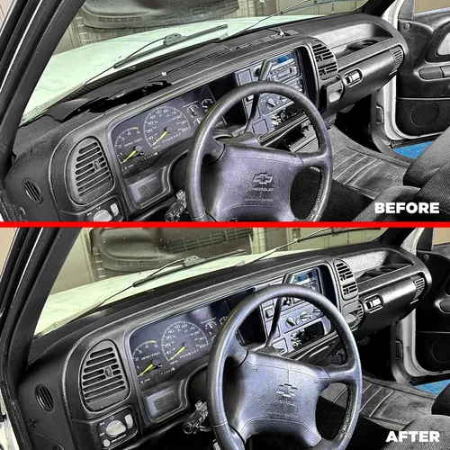 Vista 6 de DashSkin Cubierta para salpicadero compatible con SUV y camionetas GM 95-96 en color negro, tapa de plástico moldeado duro para salpicadero