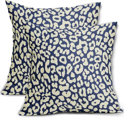 Vista 27 de Juego de 2 fundas de almohada con estampado de leopardo negro de 16 x 16 pulgadas, diseño de animal de guepardo, chinoiserie, fundas de almohada