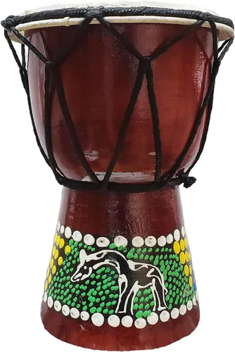 Vista 17 de Djembe decorativo de novedad de 6" de alto x 4" de ancho en la parte superior (Abstracto, 15.2 cm)