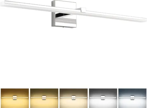 Vista 27 de Luz de tocador de baño negra de 32 pulgadas, LED moderna, 3CCT, regulable, 24 W, luminarias de baño sobre espejo 3000 K/4500 K/6000 K, 3