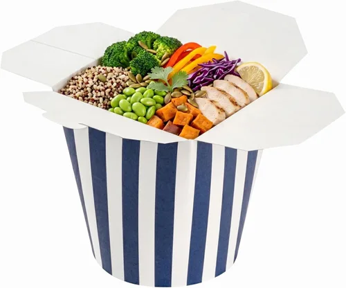 Vista 7 de Restaurantware Bio Tek - Contenedores de comida de 3.2 x 2.9 x 4 pulgadas, 200 cajas de fideos duraderas, desechables y sostenibles, cajas redondas