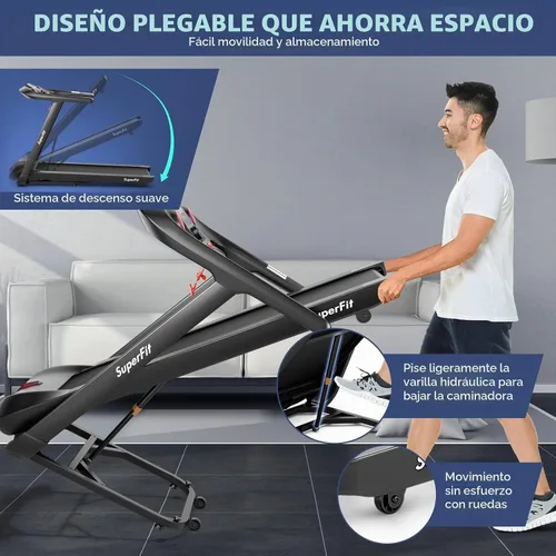Vista 5 de Goplus Caminadora plegable de 4.75 HP con 15% de inclinación automática, caminadora eléctrica Superfit con control de voz y aplicación, 20 programas