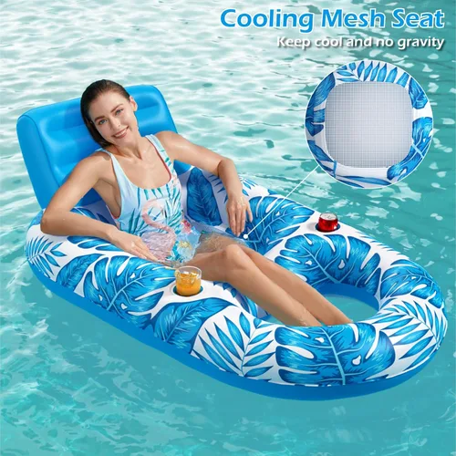 Vista 4 de Jasonwell Inflatable Pool Float Adult - Pool Floaties Lounger Floats Raft Floating Chair Water Floaties for Swimming Pool Lake Lounge Float with Cup