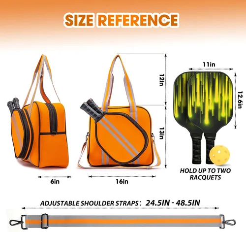Vista 2 de MANUEKLEAR Bolso Bandolera Sling PickleballBag Tote, Bolsas de Pickleball para Mujeres y Hombres, Bolsas de Pickleball para Mujeres