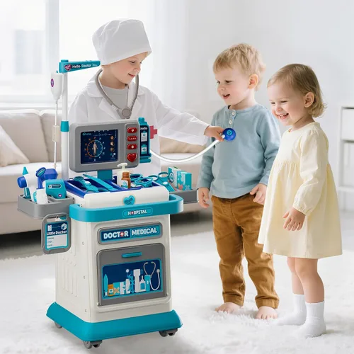 Vista 7 de AuroTops Kit de Doctor para Niños Pequeños 3-5, Juego de Doctor de 26 Piezas para Niños de 3-8 Años, Juguete de Juego de Roles Carrito Médico