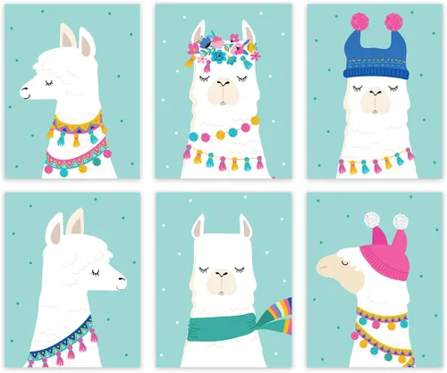 Vista 12 de Andaz Press Póster de arte de pared colgante sin marco para habitación de niños con temática de llama, 8.5 x 11 pulgadas, aguamarina, bonitos