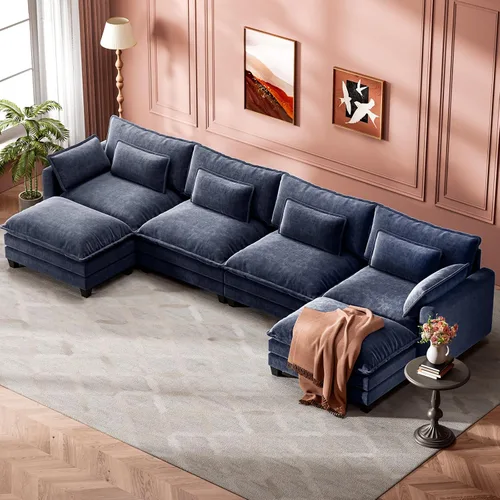 Vista 11 de Marsail - Sofá modular modular de 110.6 pulgadas, sofá de asiento profundo en nube, azul marino