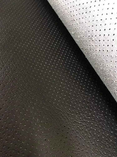 Vista 2 de LUVFABRICS Agujeros totalmente perforados de grado marino tapicería hospitalidad automotriz imitación cuero vinilo tela (negro negro negro)