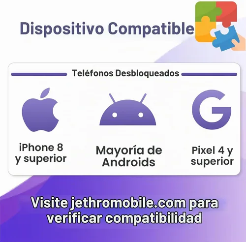Vista 6 de $10/mes Jethro Mobile Plan de teléfono prepago, llamadas y mensajes de texto ilimitados, conversaciones internacionales a más de 80 países, trae tu
