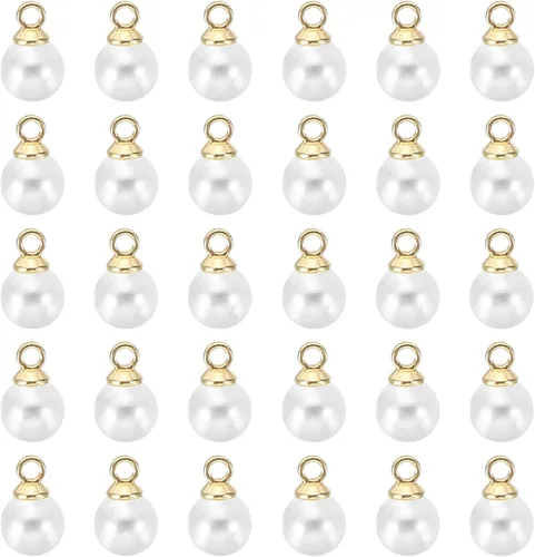 Vista 9 de PATIKIL Abalorio de perlas, 100 cuentas de perlas de imitación de perlas colgantes para bricolaje para hacer joyas, pulseras, aretes, collares Beige