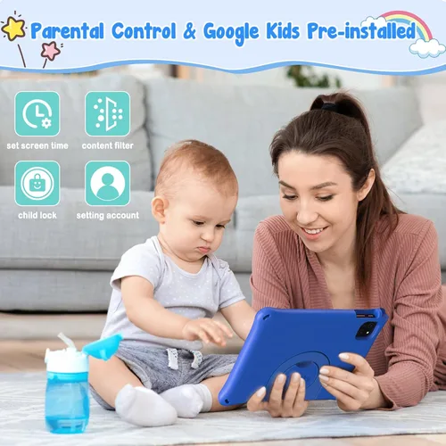 Vista 4 de CALLSKY-NOTE Tableta para niños, tableta Android 15 para niños de 10 pulgadas Octa-Core, 12GB+64GB+2TB almacenamiento expandible, funda EVA, control