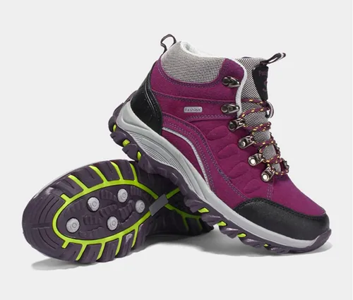 Vista 4 de Eribby Botas de senderismo para mujer, impermeables, antideslizantes, para escalada, senderismo, al aire libre