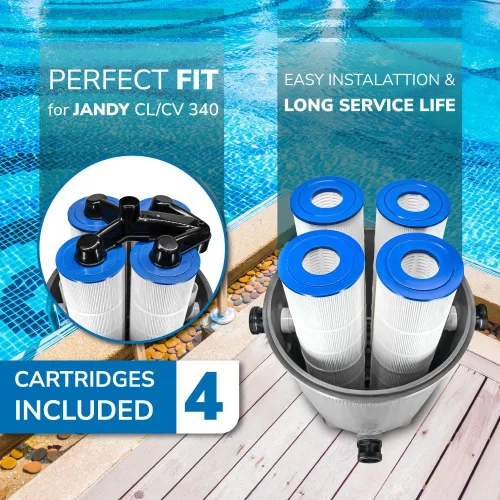 Vista 7 de FP-2785 - Cartucho de filtro de piscina paquete de 4 para Jandy CL340 Sustituye a R0554500 Filtración eficiente, fácil ajuste Filtpool