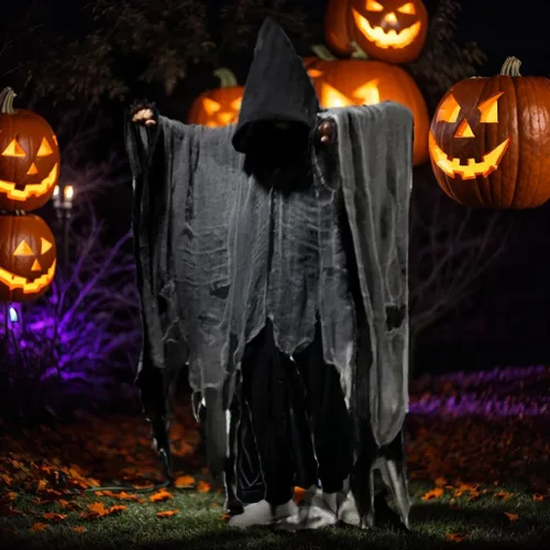 Vista 2 de Bata de mago de Halloween con capucha para hombres y mujeres, capa larga con capucha, capa de terror para cosplay, mago, bruja o vampiro