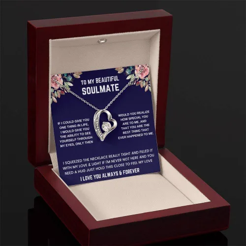 Vista 7 de Hermoso collar de alma gemela con texto en inglés "To My Girlfriend Wife Necklace My Future Wife Gift Soulmate Jewelry Forever Love", collar
