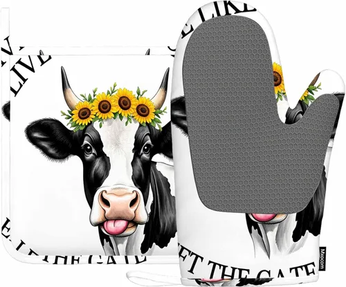Vista 11 de Mxocom Juego de manoplas de horno y soportes para ollas de plátano con rodajas, de silicona, resistentes al calor, para horno de cocina, soporte